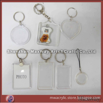 Exquisite clear promotion blank rectangle acrylic keychain which customer can insert photo self